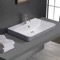 Drop In Bathroom Sink, White Ceramic, Rectangular